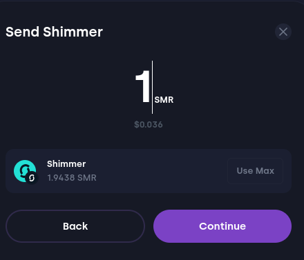 Enter the amount of base tokens you want to transfer